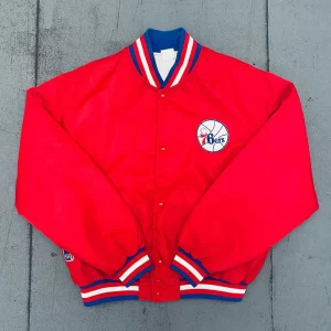 1980’s Philadelphia 76ers Red Satin Bomber Jacket