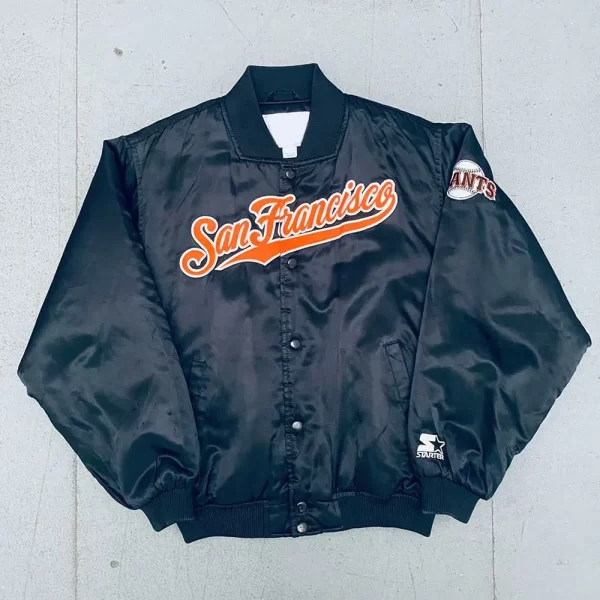 1990’s San Francisco Giants Script Spellout Satin Bomber Jacket