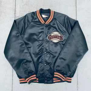 1990’s San Francisco Giants Spellout Navy Blue Satin Jacket