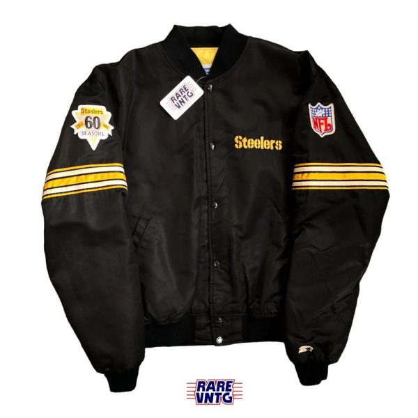 1992 Hot Rod Pittsburgh Steelers Starter Bomber Satin NFL Jacket