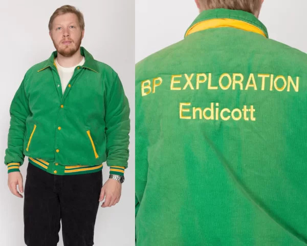 2X 80s BP Exploration Endicott Corduroy Bomber Jackets