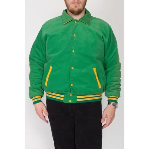 2X 80s BP Exploration Endicott Green Corduroy Bomber Jacket