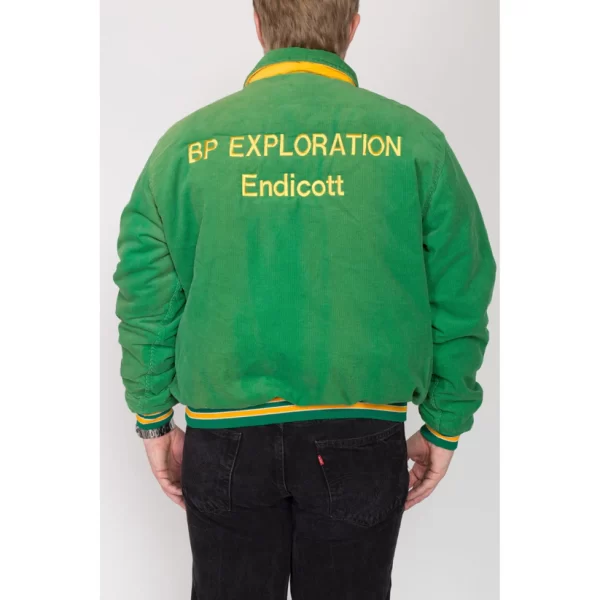 2X 80s BP Exploration Endicott Green Corduroy Jacket