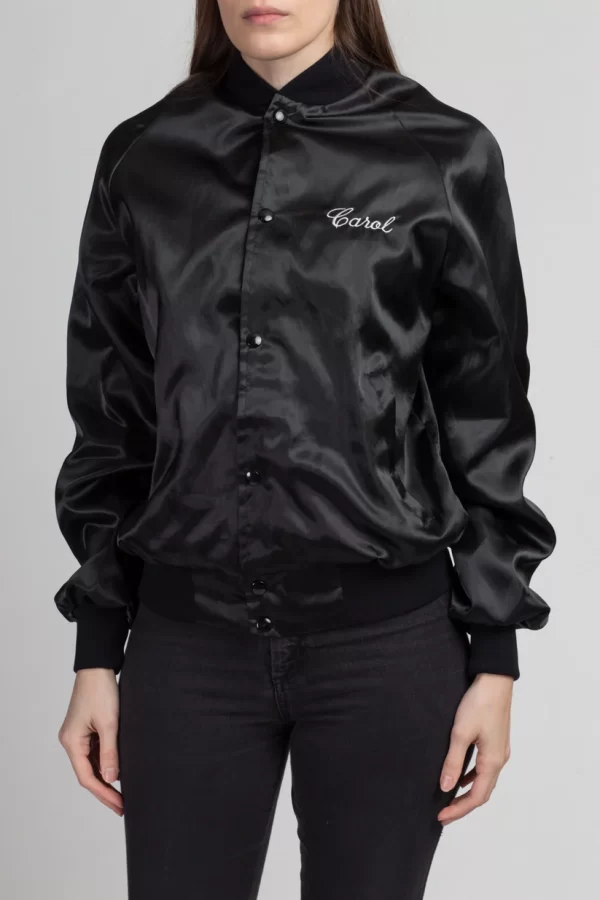 80s Marvel School Of Dance Black Satin Bomber Jacket