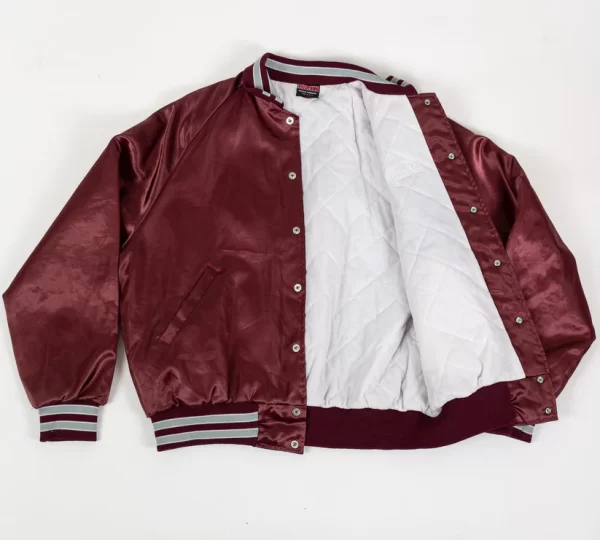 80s Olmsted Trucking Satin Varsity Burgundy Jacket