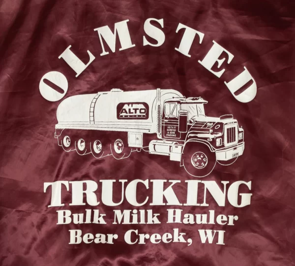 80s Olmsted Trucking Satin Varsity Jacket