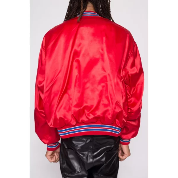 80s South River Pub Red Satin Bomber Jacket