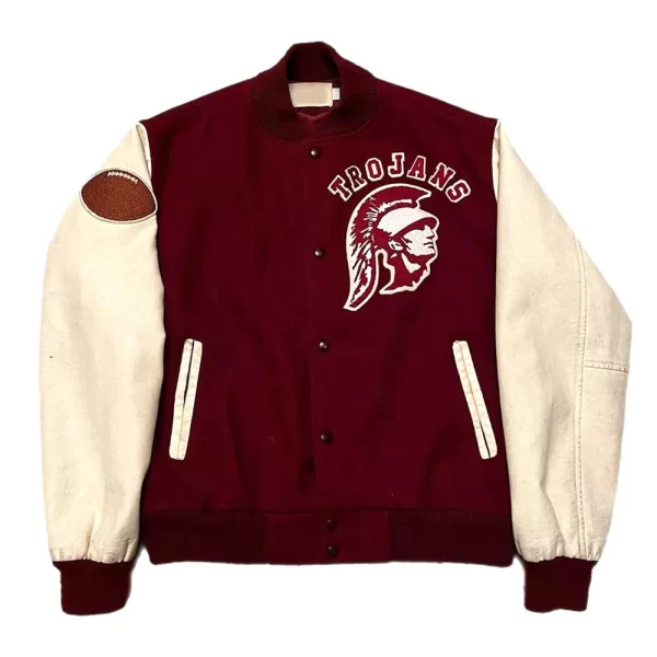 80’s USC Trojans Maroon and White Varsity Jacket