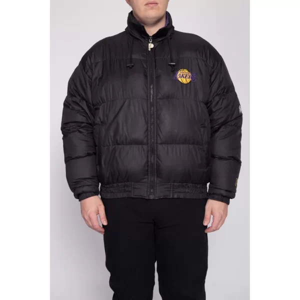 90s LA Lakers Pro Player Down Feather Black Puffer Jacket