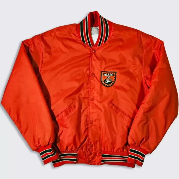 90’s Miami Hurricanes Delong Satin Bomber Jacket