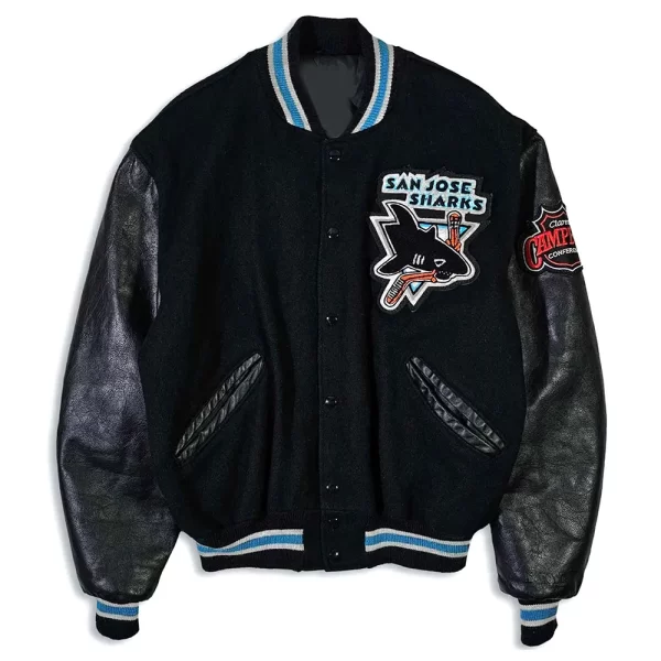 90’s San Jose Sharks Delong Black Wool Varsity Jacket