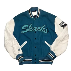 90’s San Jose Sharks Teal Blue Wool Varsity Jacket