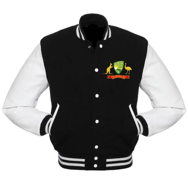 Australia Cricket Team Varsity Black and White Jacket