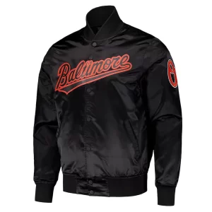 Baltimore Orioles Wordmark Black Satin Jacket