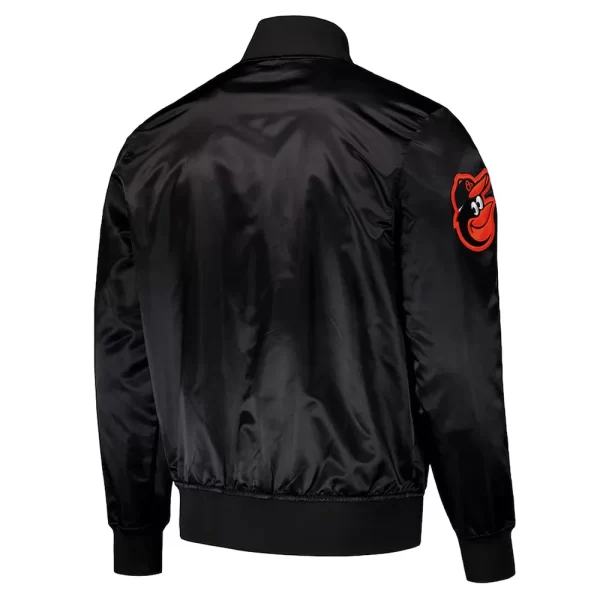 Baltimore Orioles Wordmark Full-Snap Black Satin Jacket