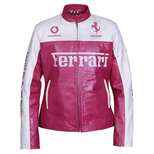 Barbie 2023 Pink Ferrari Real Leather Jacket