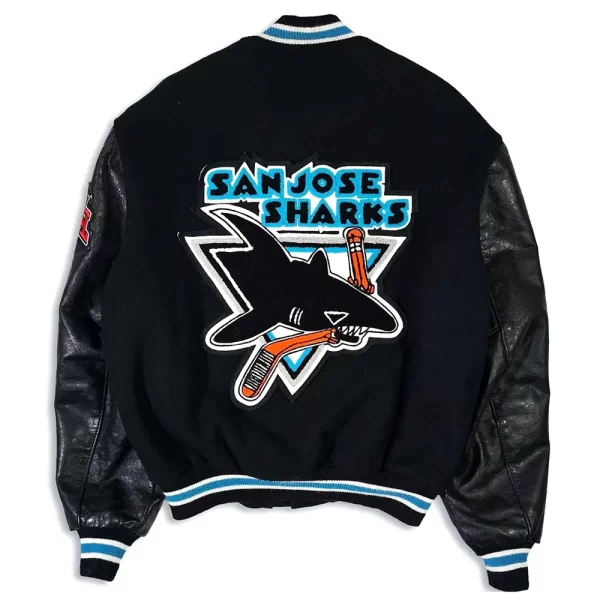 Black Delong San Jose Sharks 90s Varsity Wool Jacket