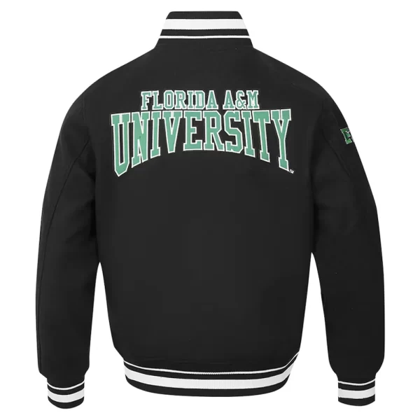 Black Florida A&M Rattlers Crest Full-Zip Varsity Wool Jacket