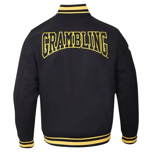 Black Grambling Tigers Crest Varsity Full-Zip Wool Jacket