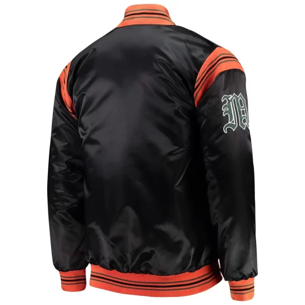 Black Miami Hurricanes The Enforcer Full-Button Satin Jacket