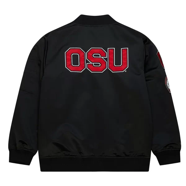 Black Ohio State Current Logo Lightweight Full-Zip Satin Jacket