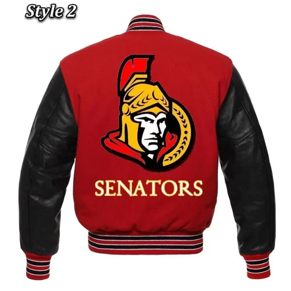 Black & Red Rare Ottawa Senators Varsity Full-Snap Wool Jacket