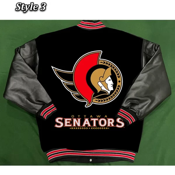 Black & Red Rare Ottawa Senators Varsity Full-Snap Wool Jacket