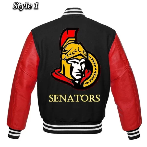 Black & Red Rare Ottawa Senators Varsity Full-Snap Wool Jacket