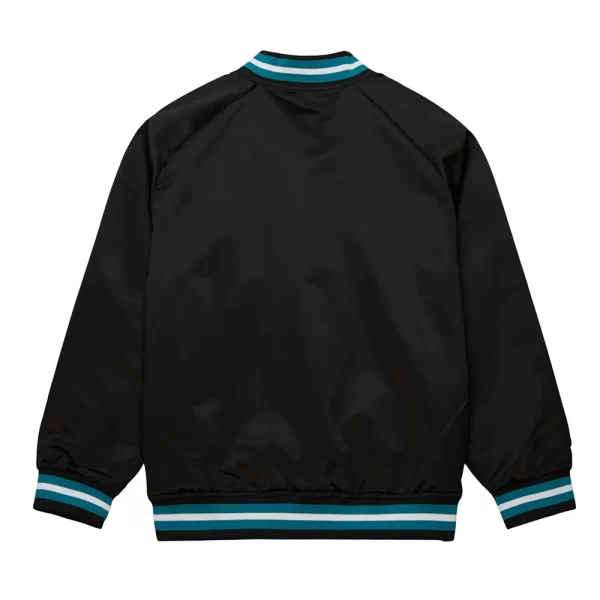 Black San Jose Sharks Lightweight Full-Snap Satin Jacket