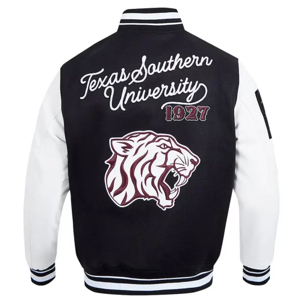 Black & White Texas Southern Tigers HBCU Full-Zip Varsity Wool Jacket