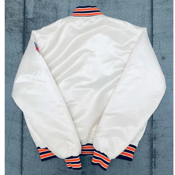 Chicago Bears 1980’s Bomber Cream Full-Snap Satin Jacket