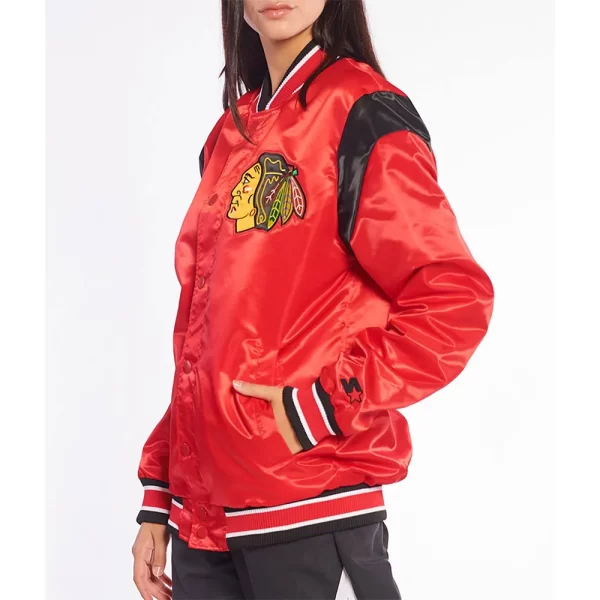 Chicago Blackhawks Teddy Red Satin Jacket