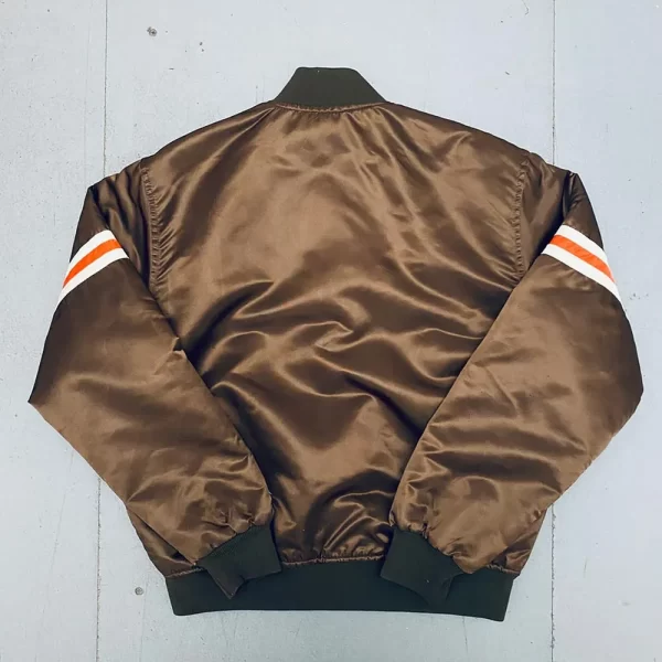 Cleveland Browns 1980’s Bomber Full-Snap Brown Satin Jacket