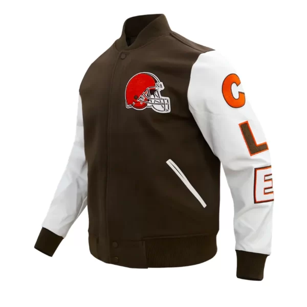 Cleveland Browns Classic Brown & White Varsity Jacket