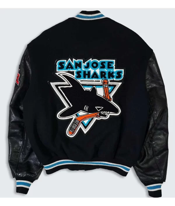 Delong San Jose Sharks 90s Varsity Wool & Leather Jacket