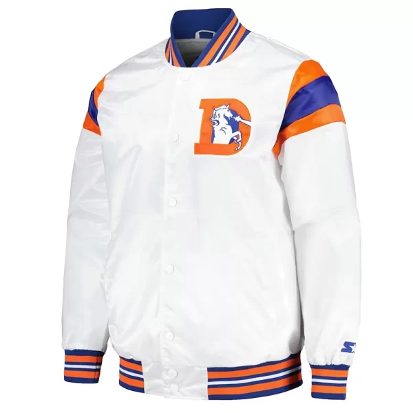 Denver Broncos Midweight White Satin Jacket