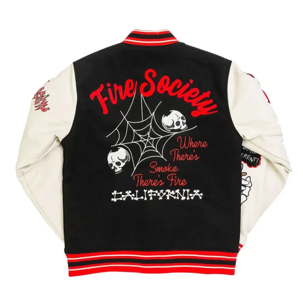 Fire Society Full-Snap Varsity Wool & Leather Jacket