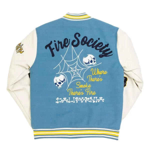 Fire Society Full-Snap Varsity Wool & Leather Jacket