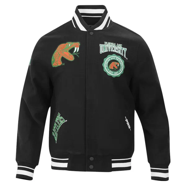 Florida A&M Rattlers Crest Black Varsity Wool Jacket