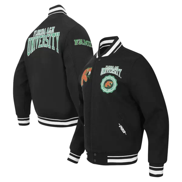 Florida A&M Rattlers Crest Black Wool Varsity Jacket