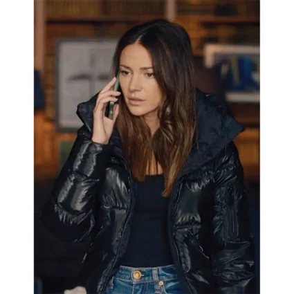 Fool Me Once Michelle Keegan Black Puffer Hooded Jacket
