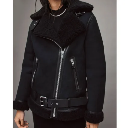 Fool Me Once Michelle Keegan Shearling Black Jacket
