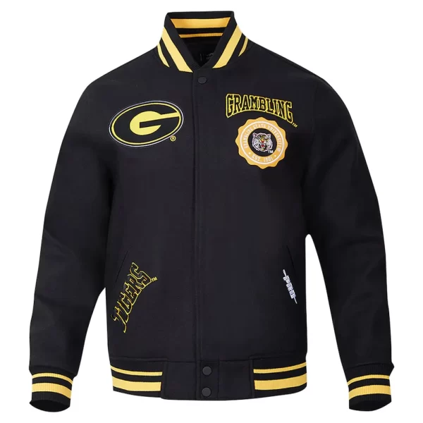 Grambling Tigers Crest Black Varsity Wool Jacket