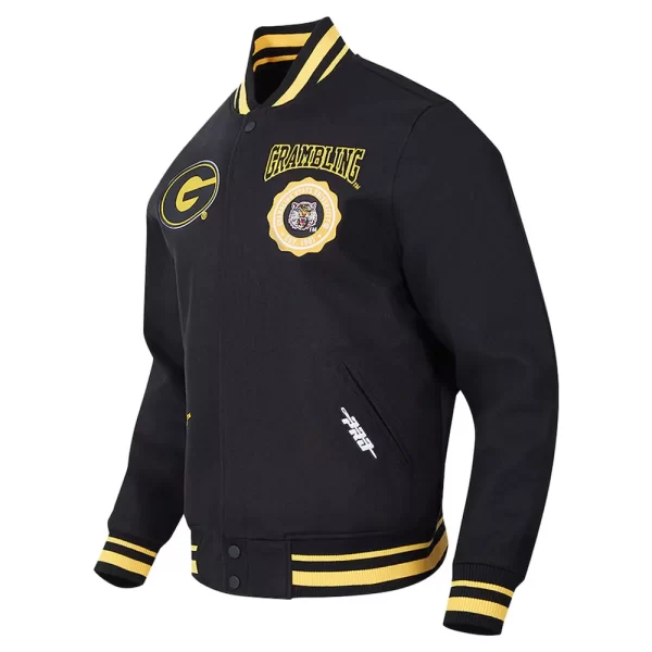 Grambling Tigers Crest Black Wool Varsity Jacket