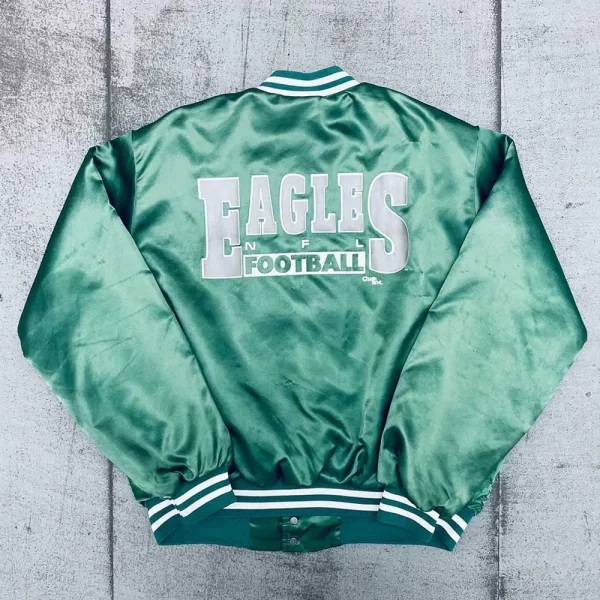 Green 1990’s Philadelphia Eagles Full-Snap Bomber Satin Jacket