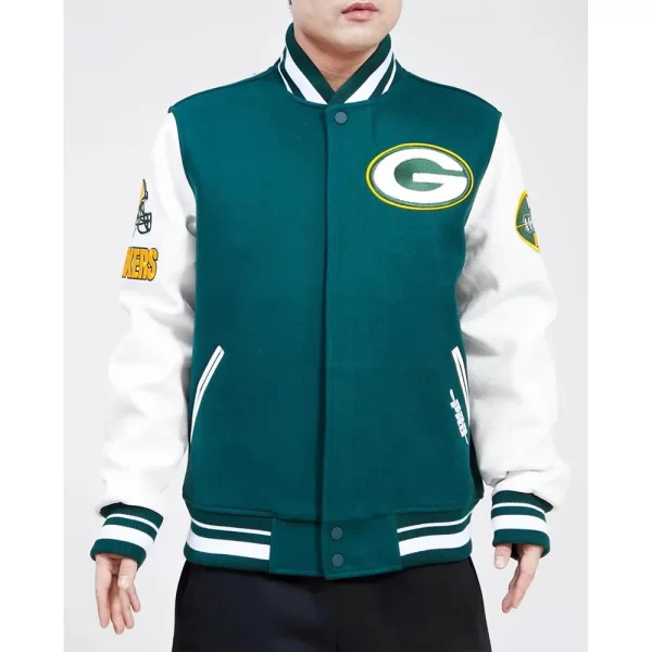 Green Bay Packers Old English Classic Rib Wool Varsity Jacket