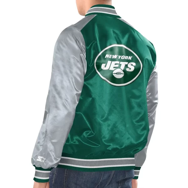 Green & Gray New York Jets Renegade Full-Snap Varsity Satin Jacket