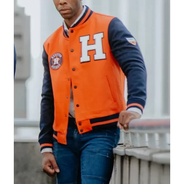 Houston Astros Blue & Orange Letterman Wool Full-Snap Jacket