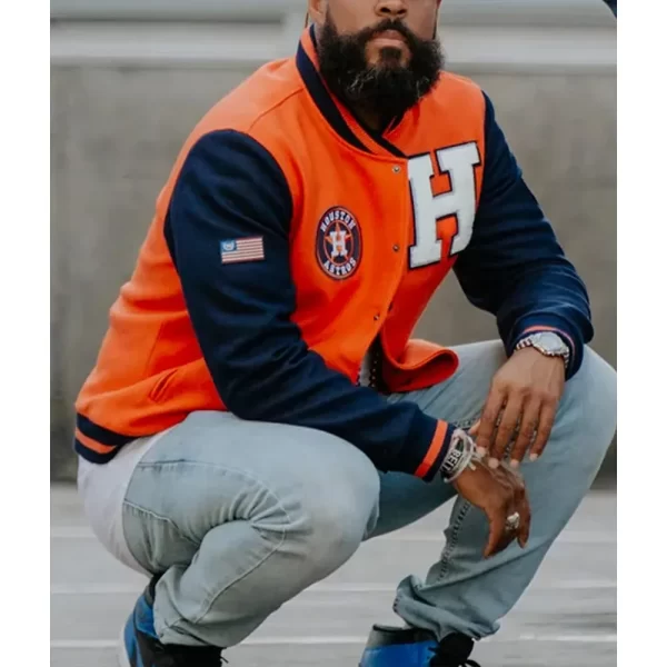 Houston Astros Blue & Orange Varsity Wool Jacket