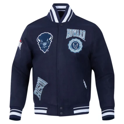 Howard Bison Crest Navy Blue Varsity Wool Jacket